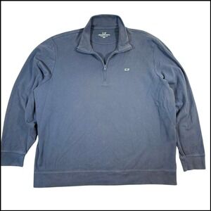 Vineyard Vines Pima Cotton Quarter Zip Soft Navy Blue Sweatshirt Mens XXL Preppy